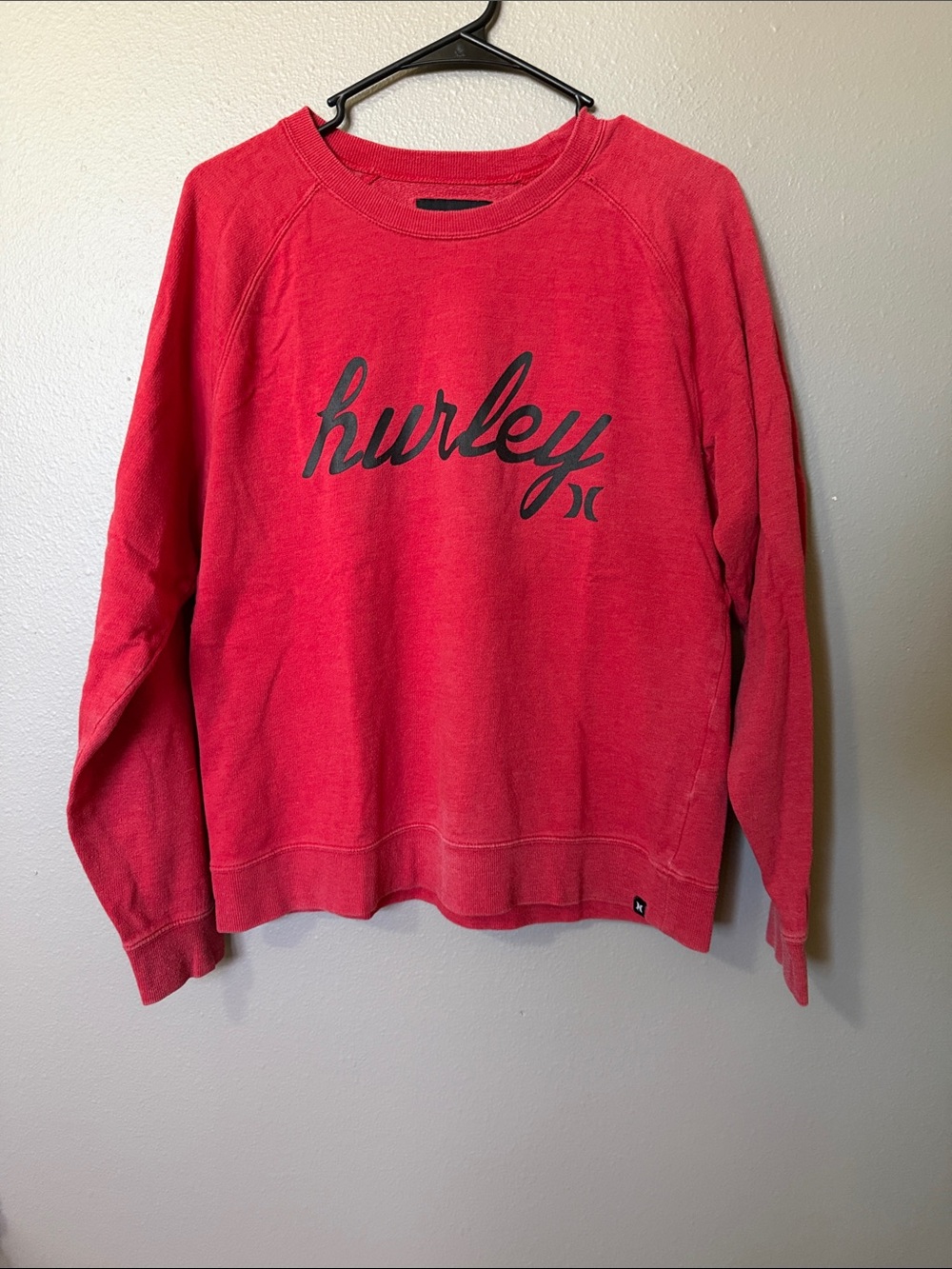 Hurley Red Scoopneck Logo Sweatshirt - Women's Casual Pullover
